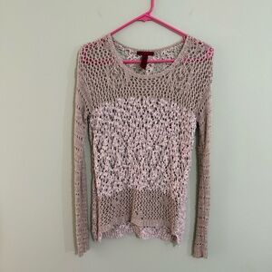 BKE  Crochet Knit scoop neck Sweater